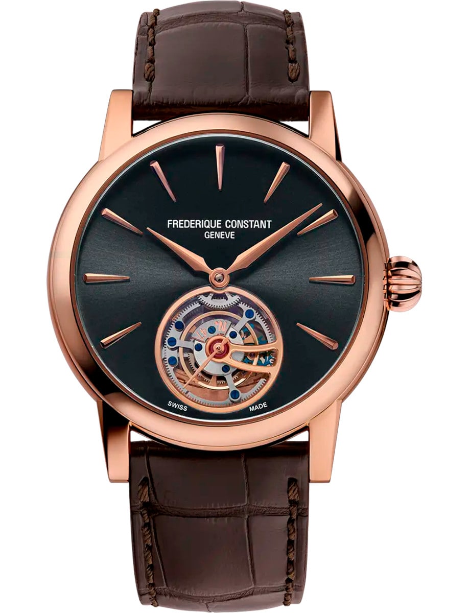 Classic Tourbillon 39mm in Rose Gold - Limited Edition 150 pcs on Brown Alligator Leather Strap with Grey Sunray Dial