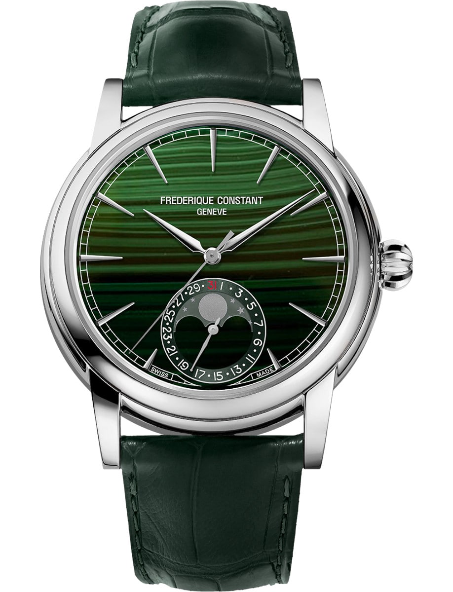 Classic Moonphase Date 40mm in White Gold - Limited Edition 36 pieces on Dark Green Alligator Leather Strap with Green Malachite Dial