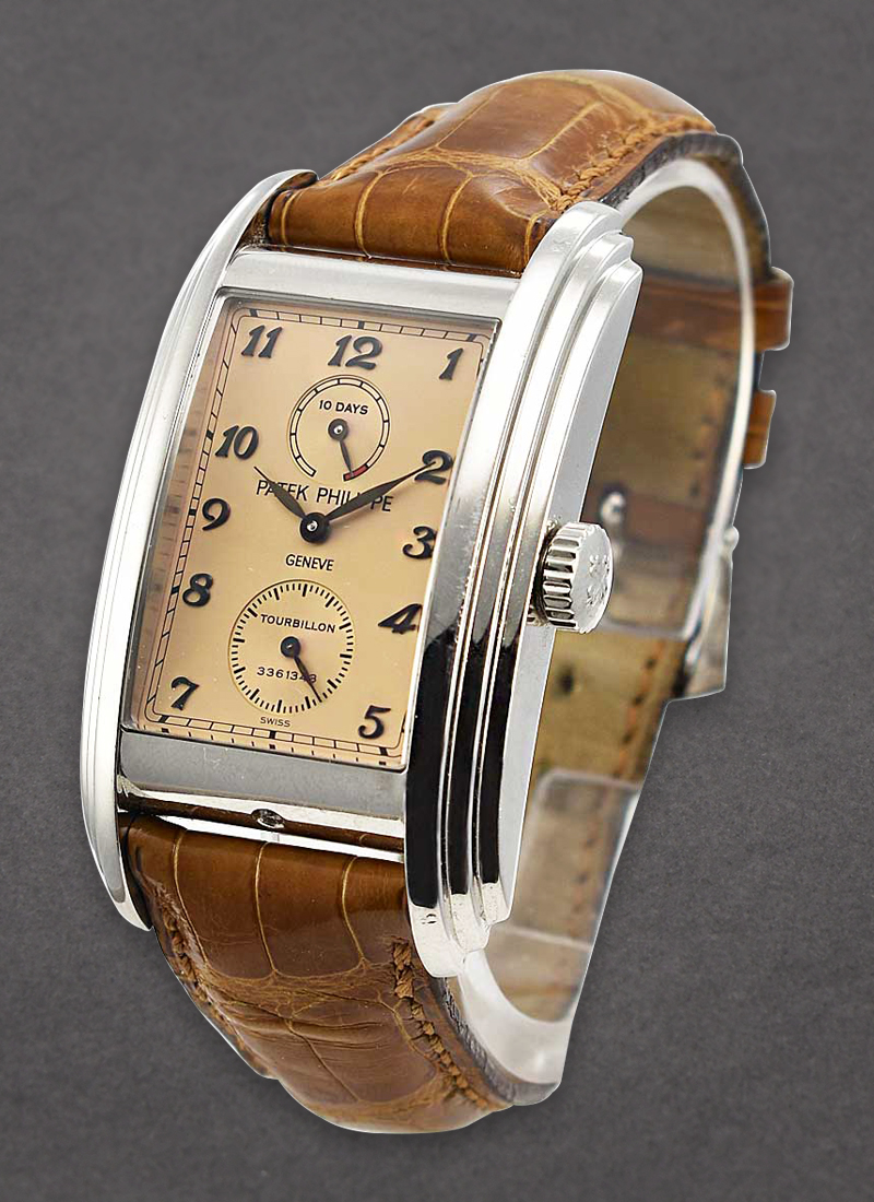 10 Day Tourbillon 5101P in Platinum on Brown Alligator Leather Strap with Salmon Dial 5101P