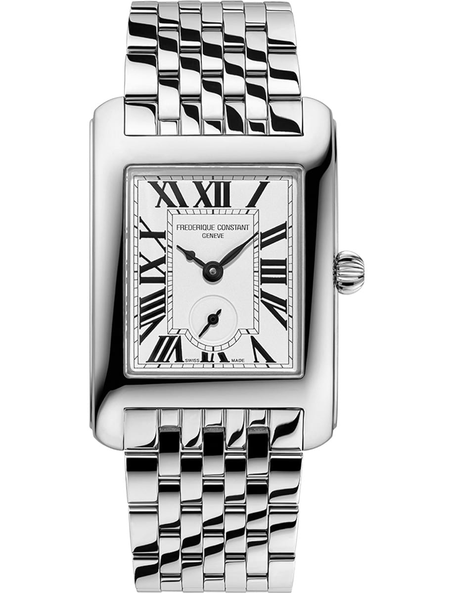 Square Ladies 25mm in Steel on Steel Bracelet with Silver Dial