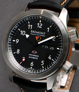 Pilot MARTIN-BAKER 43mm II in Steel on Black Calf Leather Strap with Black Dial