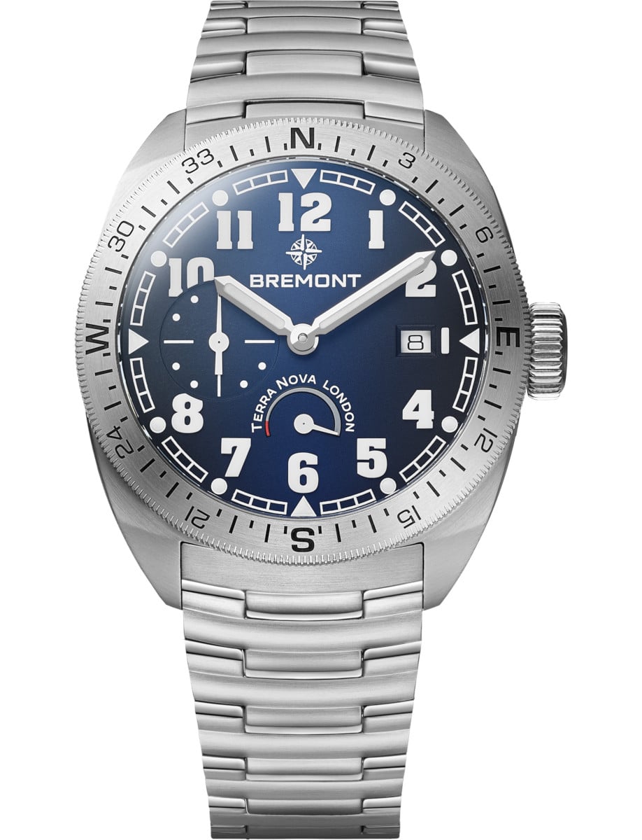 Terra Nova 40.5 Turning Bezel in Steel on Steel Bracelet with Blue Dial