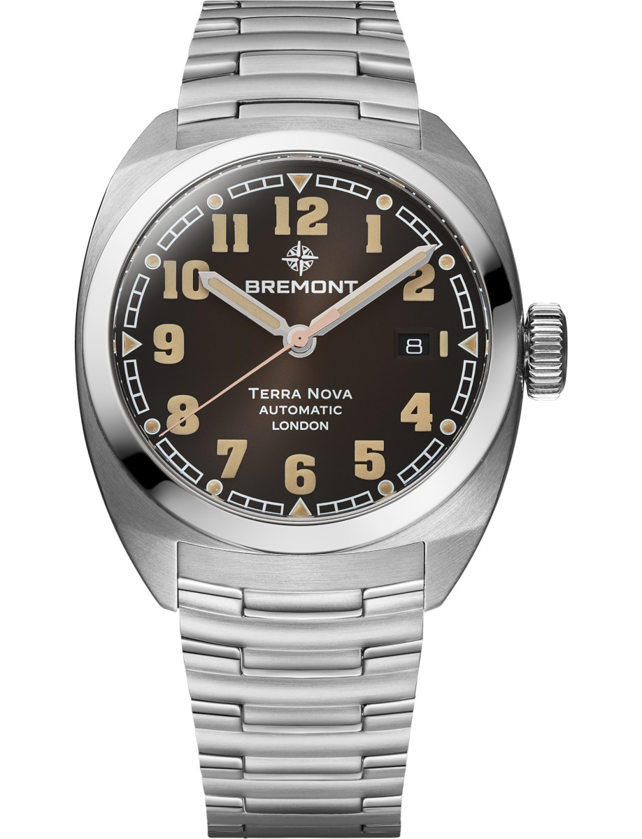 Terra Nova 40.5 Date in Steel on Steel Bracelet with Black Dial