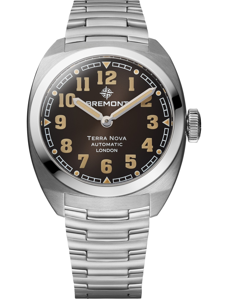 Terra Nova 38 in Steel on Steel Bracelet with Black Dial