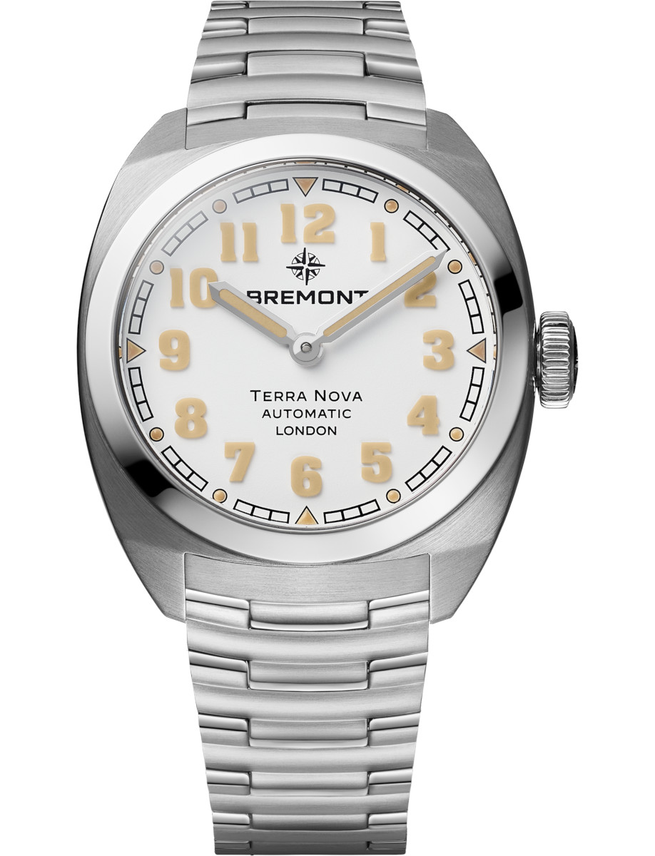 Terra Nova 38 in Steel on Steel Bracelet with White Dial