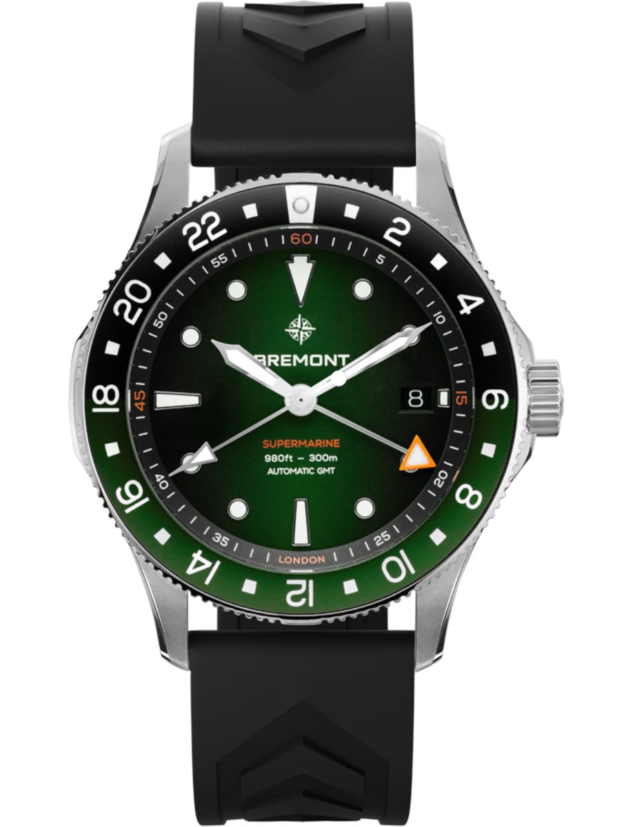 Supermarine 300M GMT ‘Tundra’ 40mm in Steel on Black Rubber Strap with Green Dial