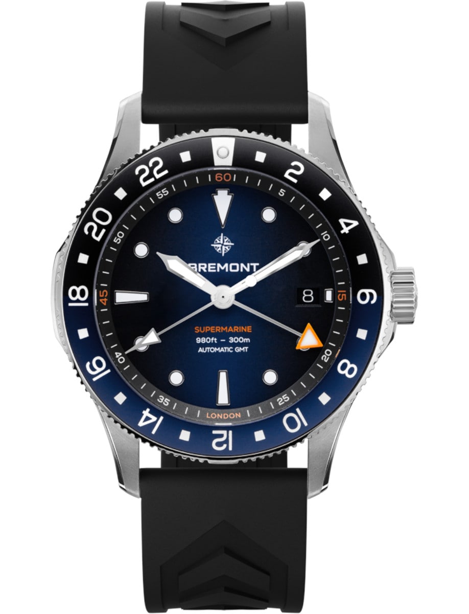 Supermarine 300M GMT ‘Glacier’  40mm in Steel on Black Rubber Strap with Blue Gradient Dial - Limited Edition 500 pieces