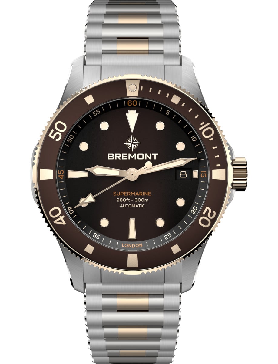 Supermarine 300M Date 40mm in Steel on Steel Bracelet with Brown Dial