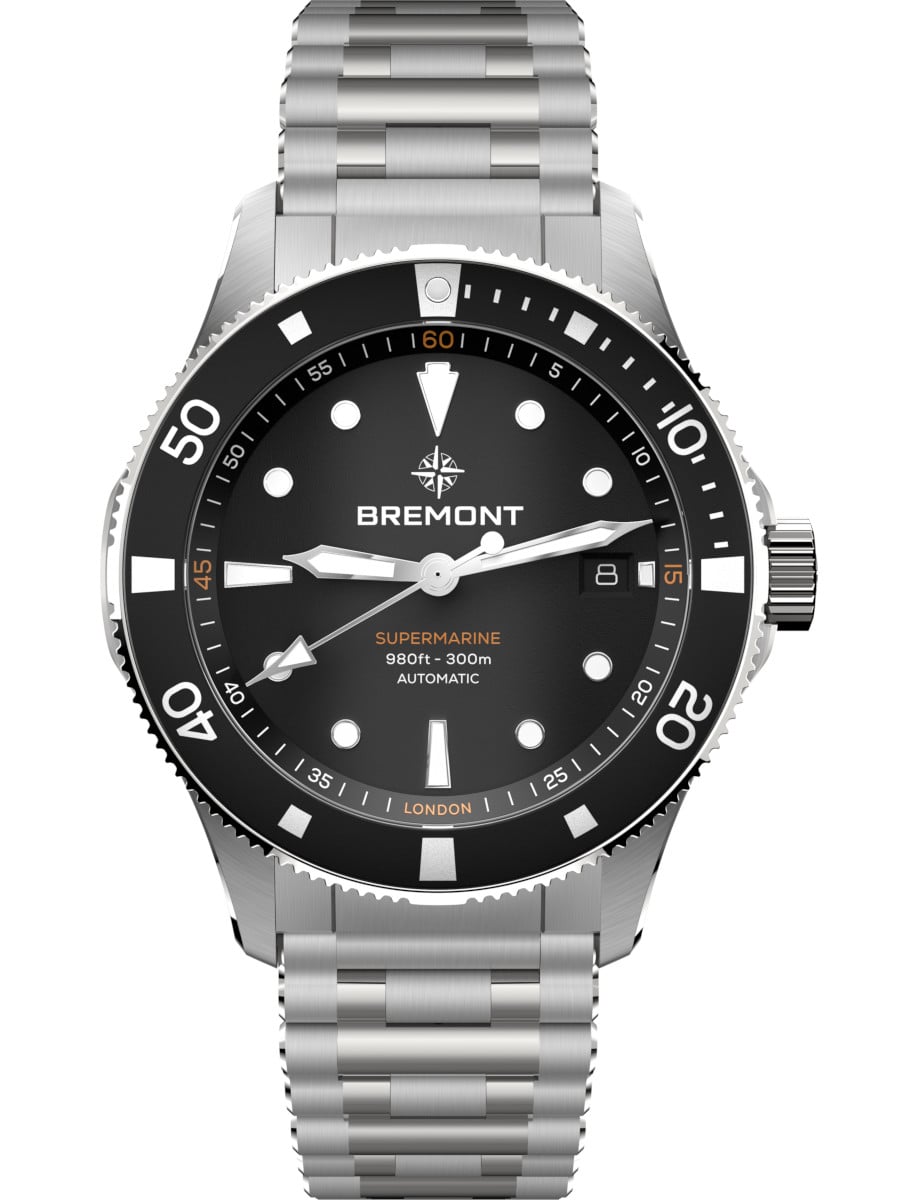 Supermarine 300M Date 40mm in Steel on Steel Bracelet with Black Dial