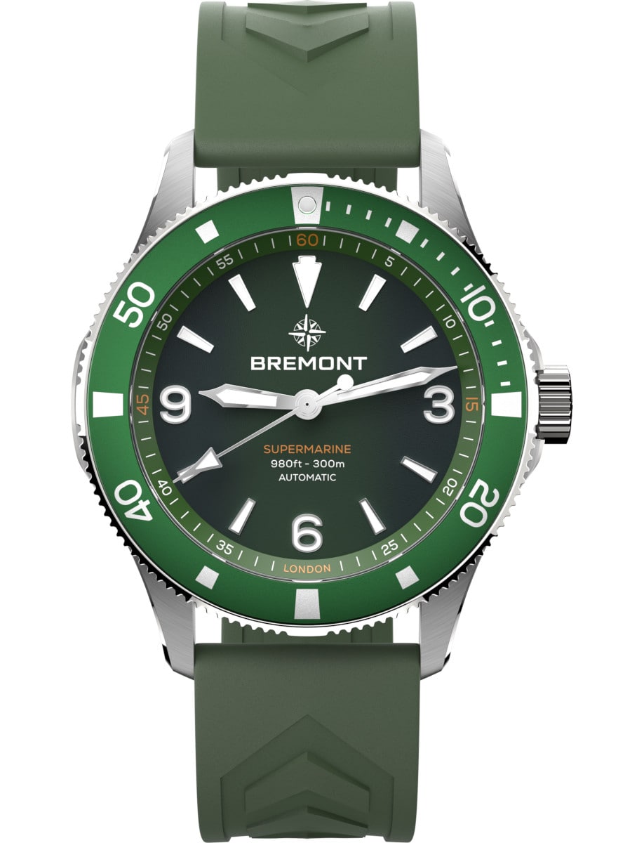 Supermarine 300M 40mm in Steel on Green Rubber Strap with Green Dial