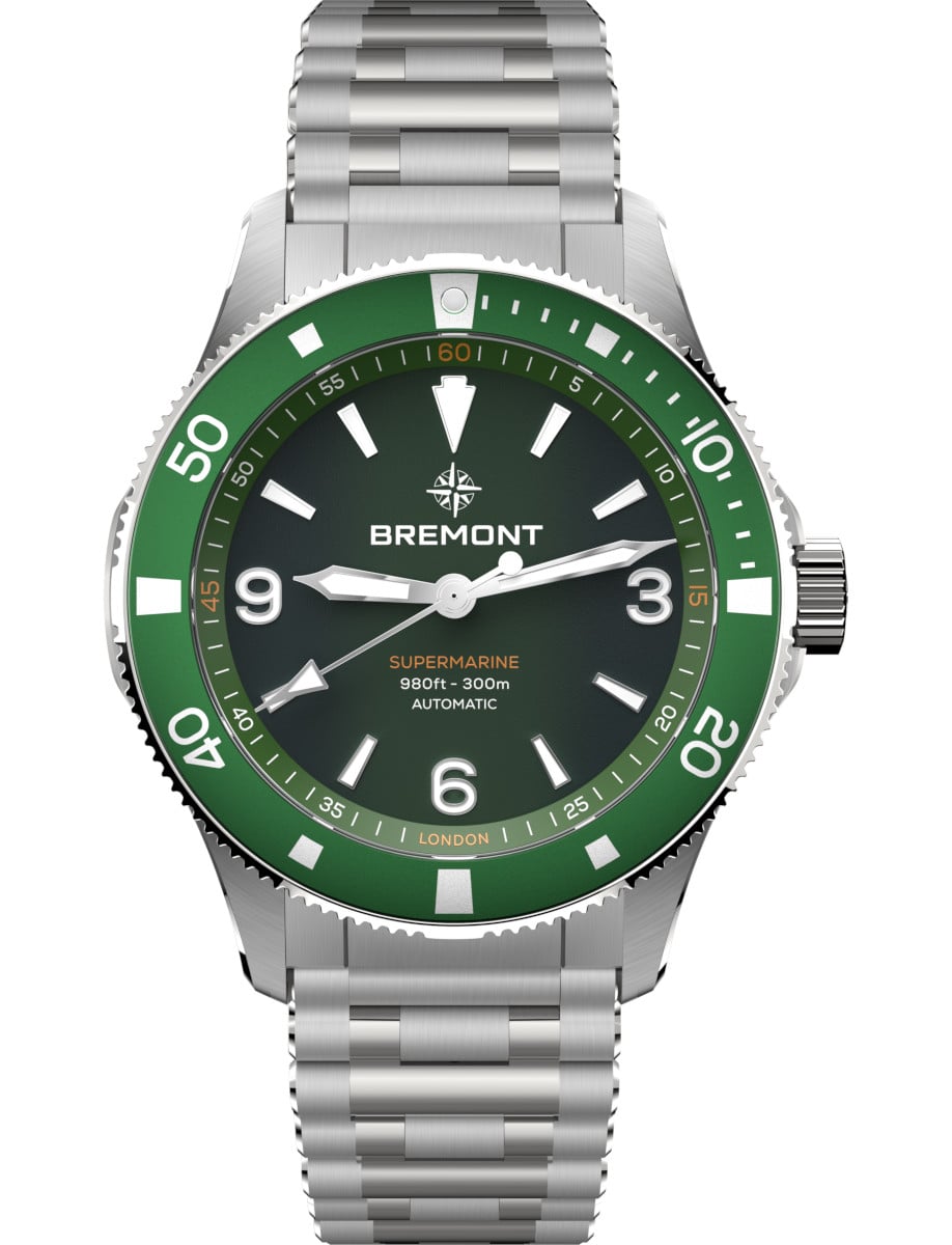 Supermarine 300M 40mm in Steel on Steel Bracelet with Green Dial