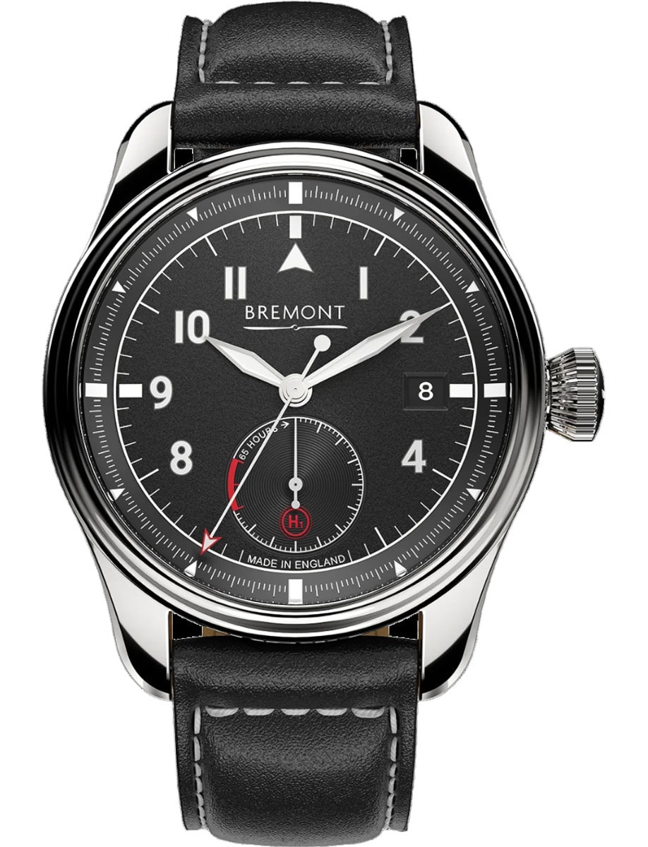 Fury 40mm in Polished Steel on Black Leather Strap with Black Dial