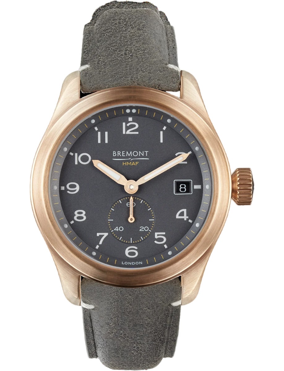 Armed Forces Broadsword 40mm in Bronze on Grey Calfskin Leather Strap with Silver Dial