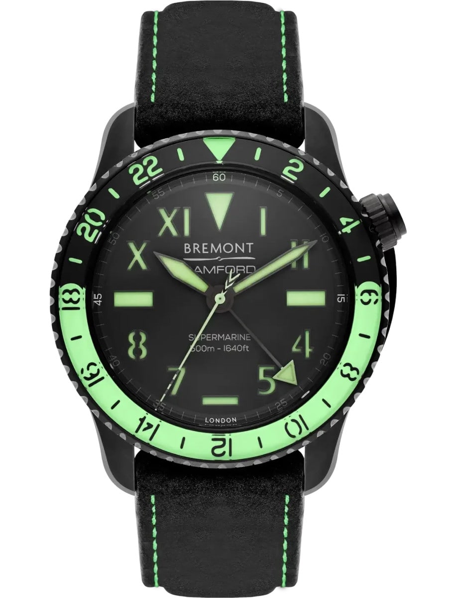 Supermarine Bamford Aurora 40mm in DLC Steel on Black Nubuck Leather Strap with Matt Black Dial