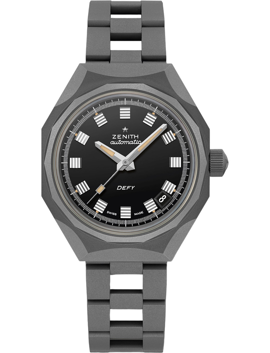 Defy Revival Shadow 37mm Automatic in Titanium on Titanium Bracelet with Black Dial