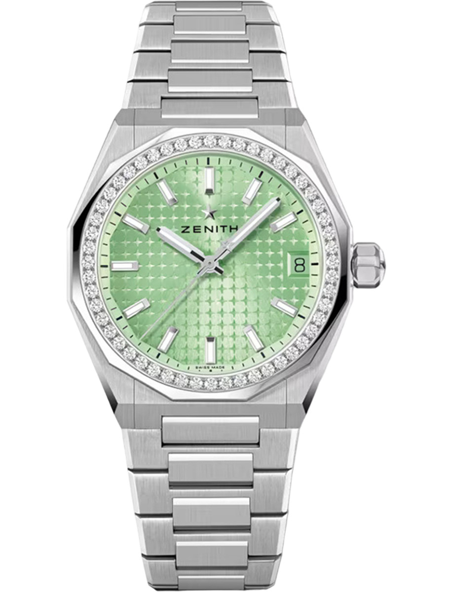 Defy Skyline 36mm Automatic in Steel on Steel Bracelet with Light Green Dial