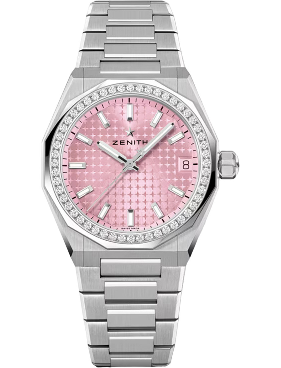 Defy Skyline 36mm Automatic in Steel on Steel Bracelet with Pink Dial
