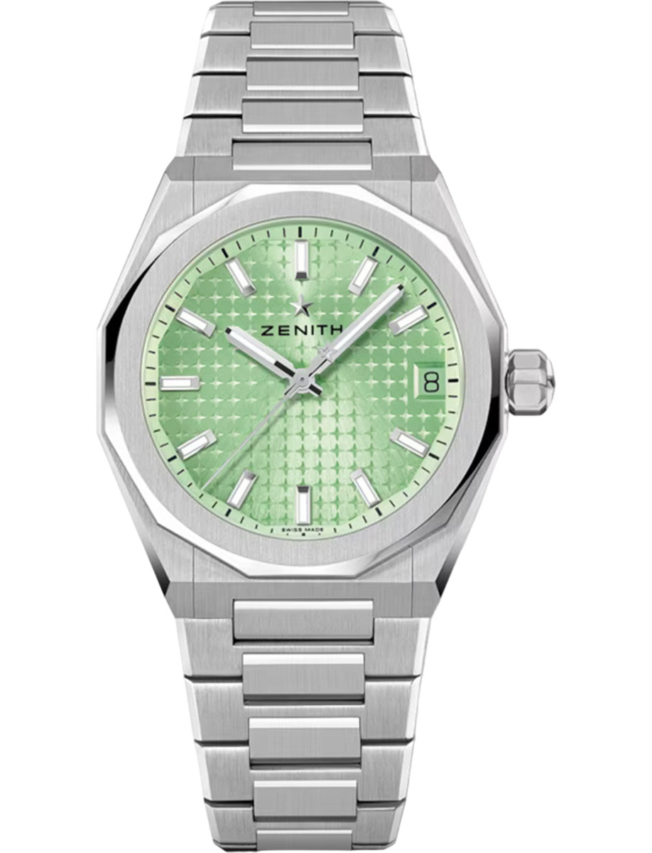 Defy Skyline 36mm Automatic in Steel on Steel Bracelet with Light Green Dial