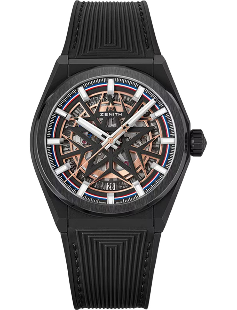 Defy Classic 41mm Automatic in Black Ceramic on Black Rubber Strap with Skeleton Dial - Limited Edition 300 pieces