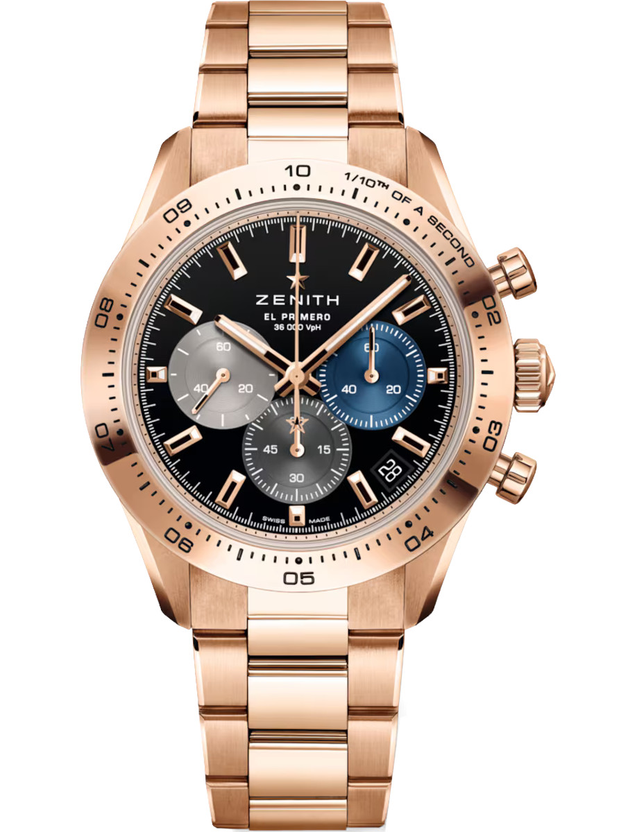 Chronomaster Sport 41mm in Rose Gold on Rose Gold Bracelet with Black Dial