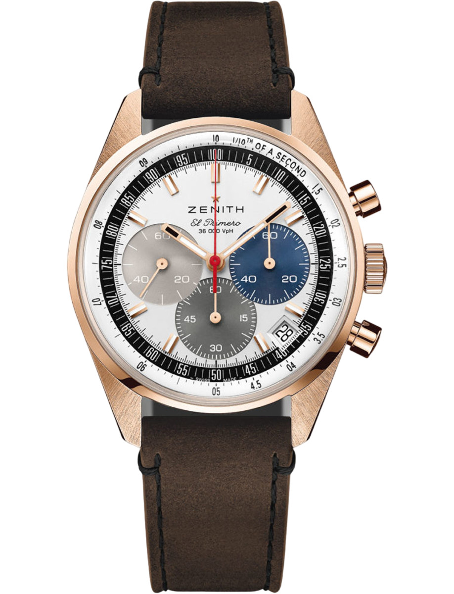 Chronomaster Original 38mm in Rose Gold on Brown Calfskin Leather Strap with White Lacquer Dial