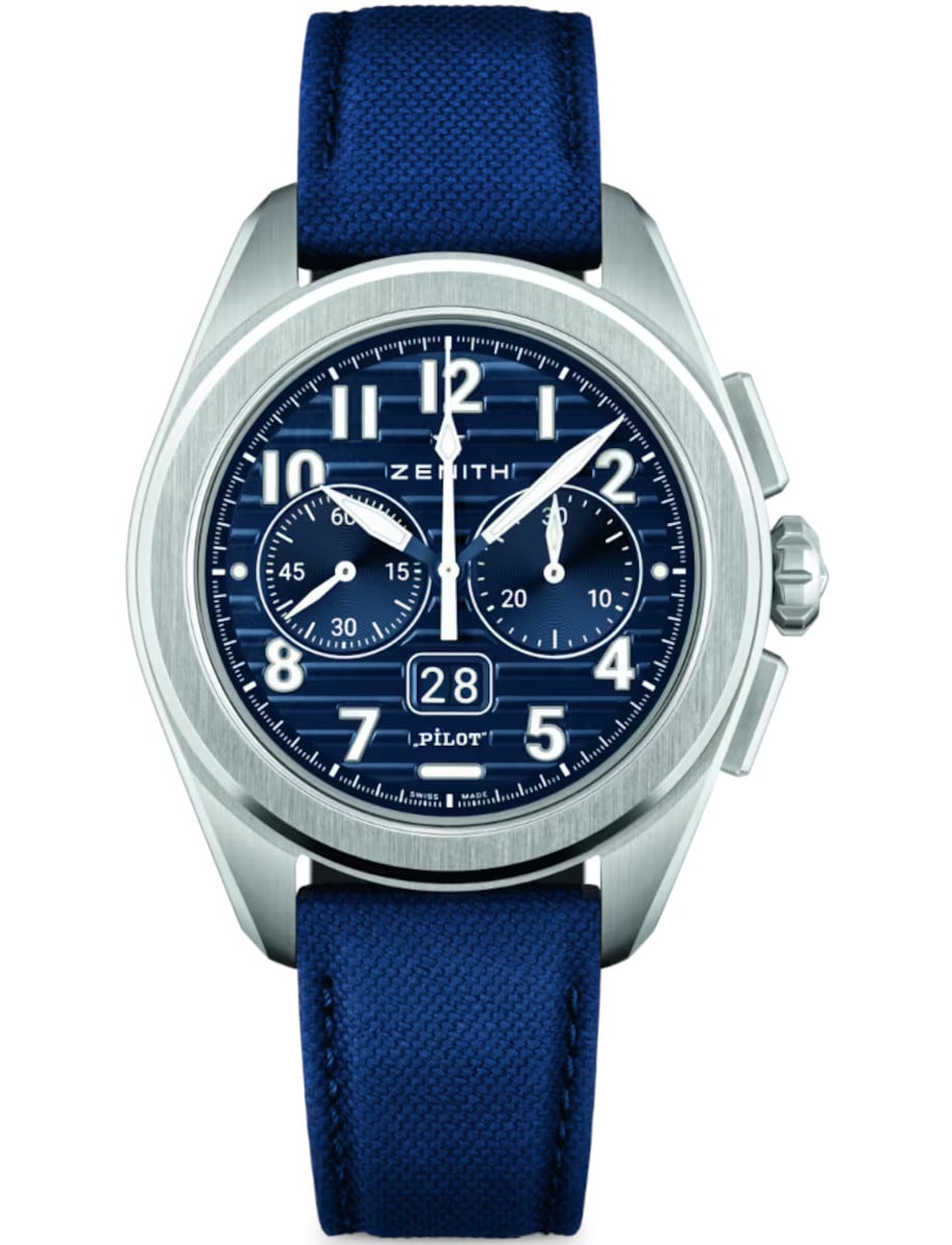 Pilot Big Date Flyback 42.5mm in Steel Boutique Edition on Blue Fabric Strap with Blue Dial