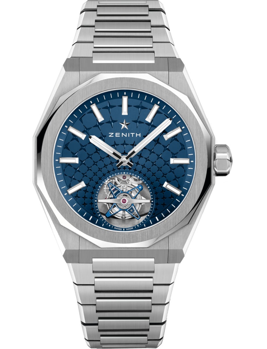 Defy Skyline Tourbillon 41mm in Steel on Steel Bracelet with Blue Dial