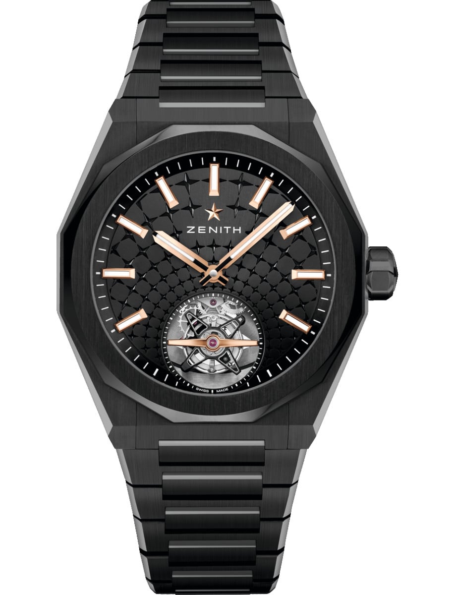 Defy Skyline Tourbillon 41mm in Black Ceramic on Black Ceramic Bracelet with Black Dial