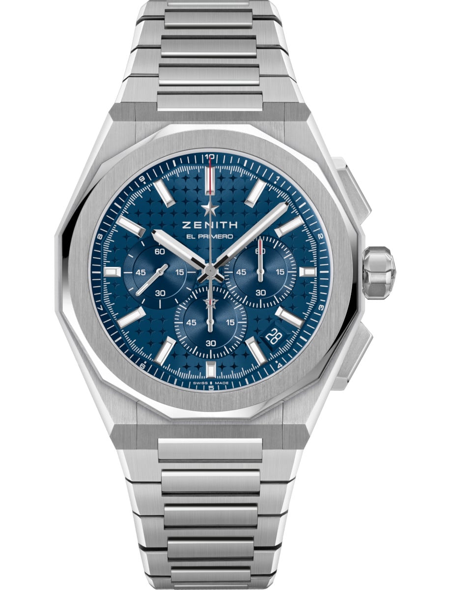 Defy Skyline Chronograph 42mm in Steel on Steel Bracelet with Blue Dial