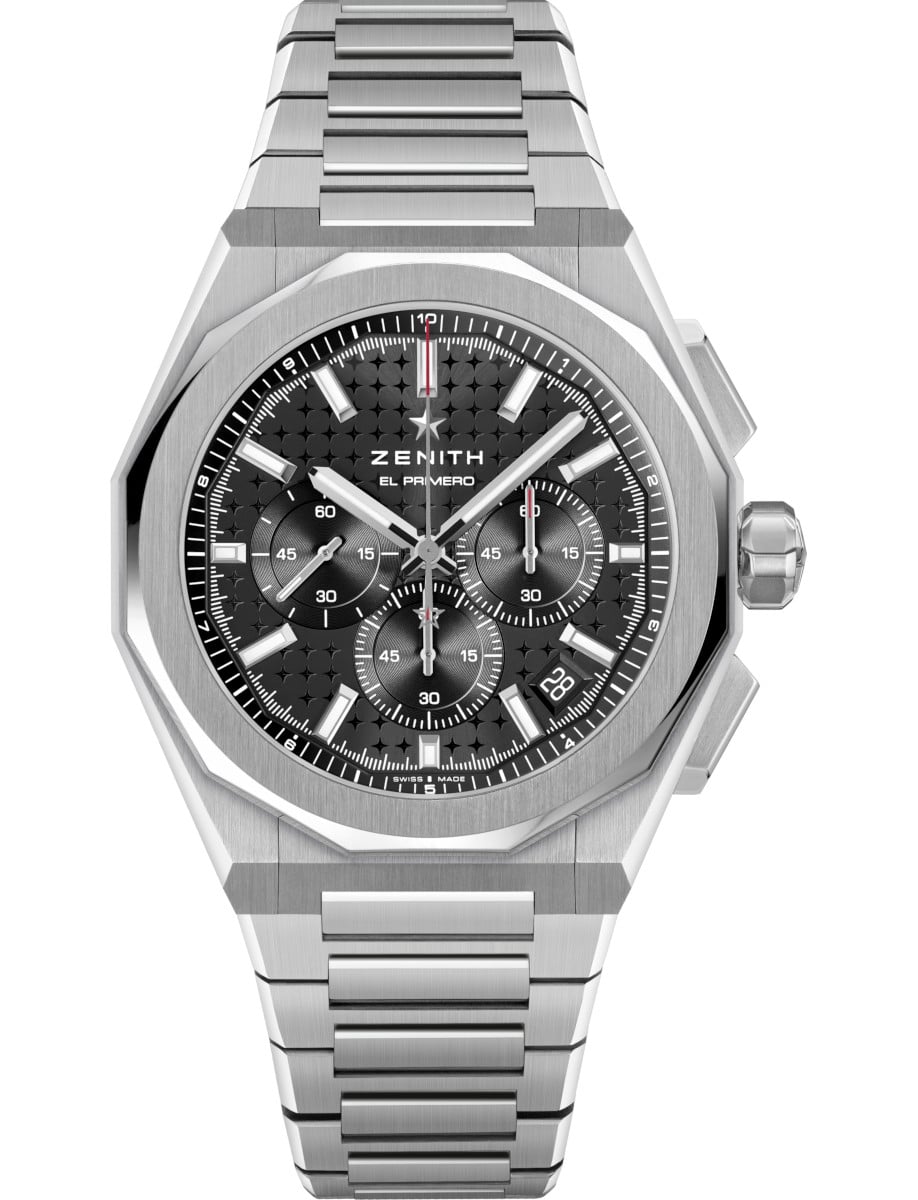 Defy Skyline Chronograph 42mm in Steel on Steel Bracelet with Black Dial