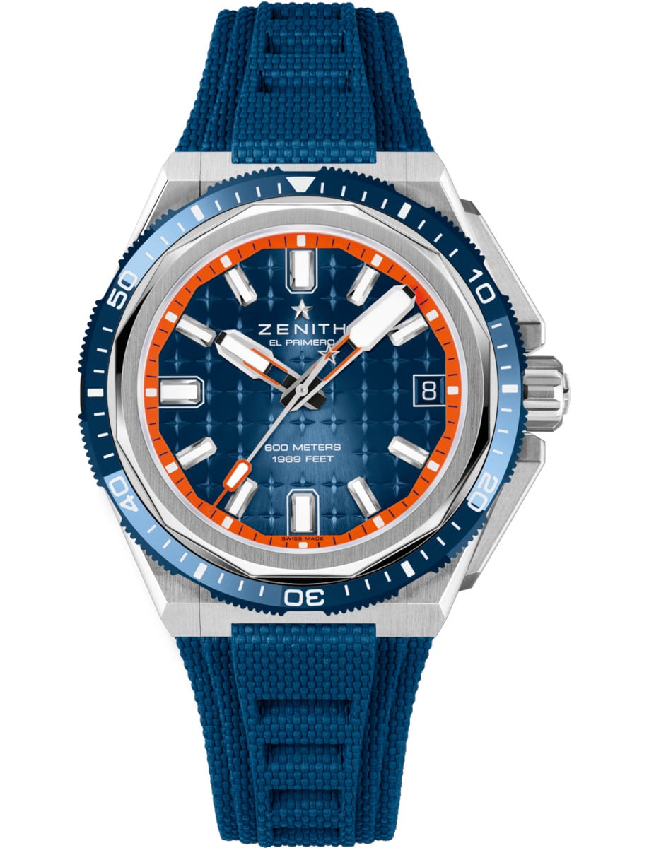 Defy Extreme Diver 42.5mm in Brushed Titanium on Blue Rubber Strap with Blue Dial