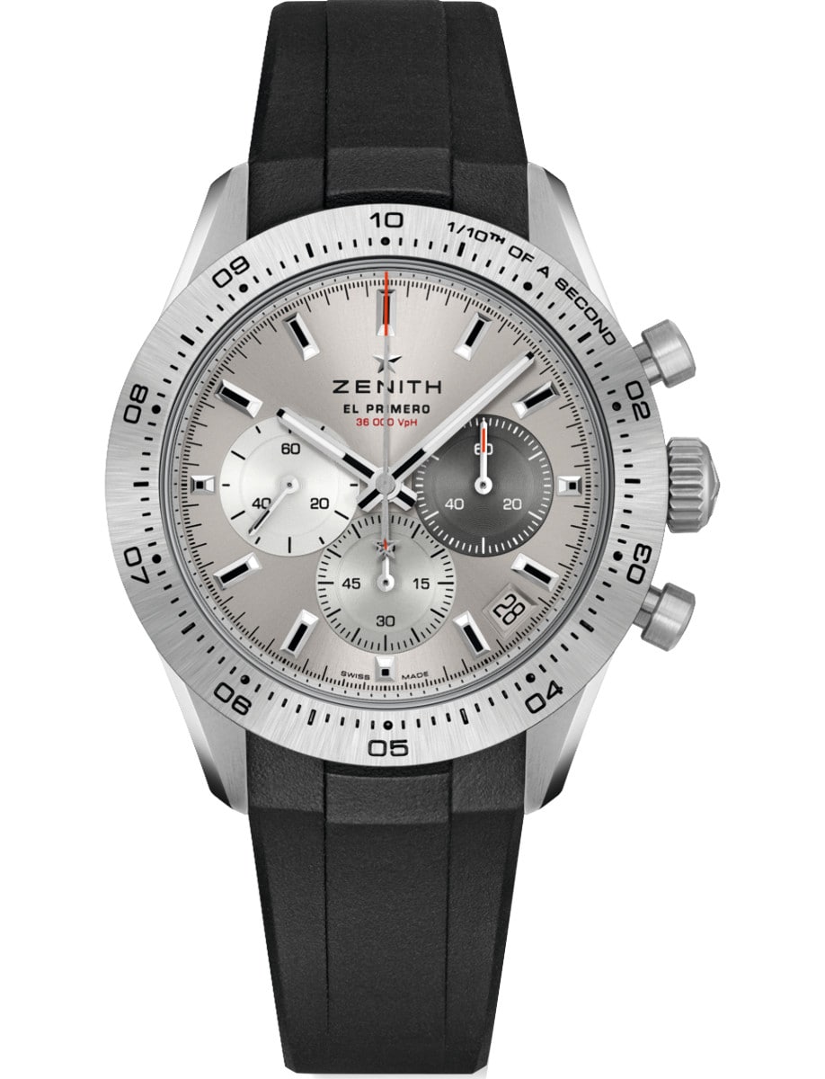 Chronomaster Sport 41mm in Titanium on Black Rubber Strap with Tricolour Grey Dial