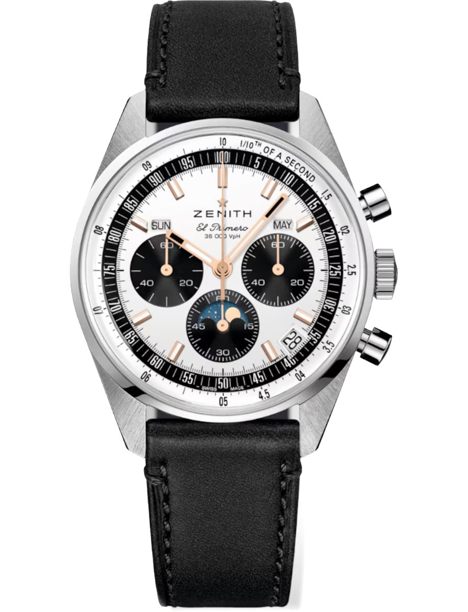 Chronomaster Original 38mm in Steel on Black Calfskin Leather Strap with Silver Opaline Dial