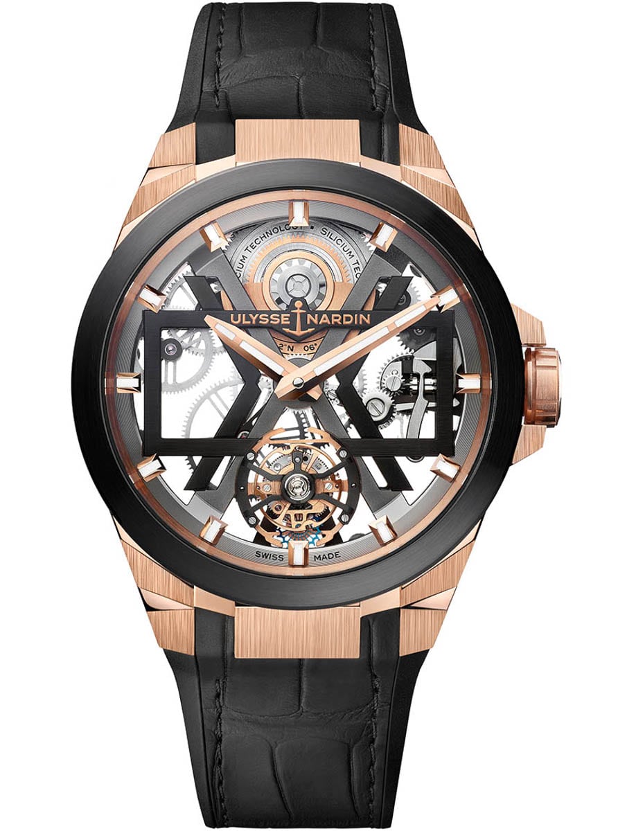 Blast Tourbillon 45mm in Rose Gold on Black Alligator Leather Strap with Skeleton Dial
