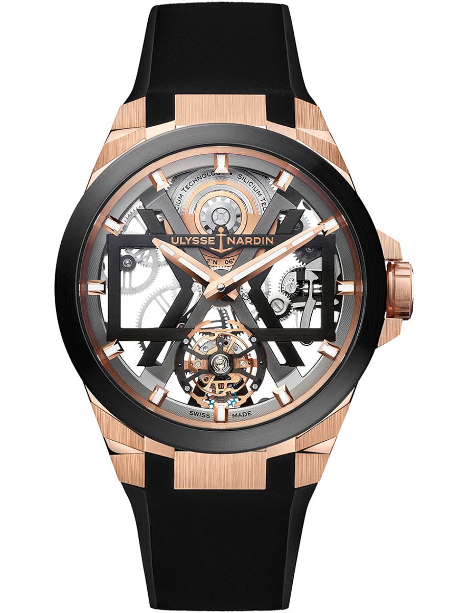 Blast Tourbillon 45mm in Rose Gold on Black Velvet Strap with Skeleton Dial