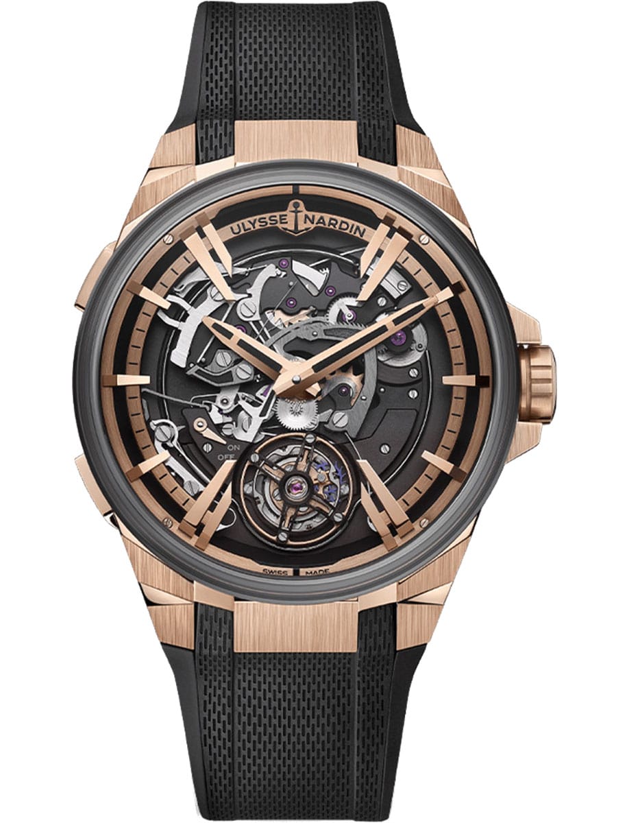 Blast Hourstriker 45mm in Rose Gold & Titanium on Black Rubber Strap with Skeleton Dial