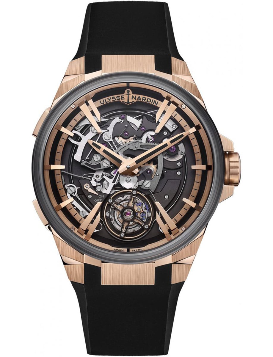 Blast Hourstriker 45mm in Rose Gold & Titanium on Black Velvet Strap with Skeleton Dial