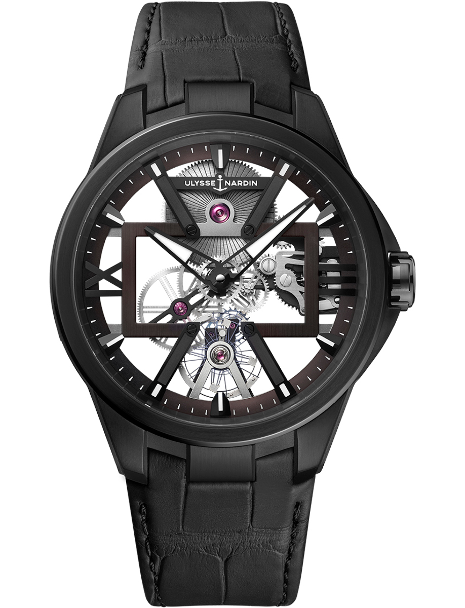 Blast Skeleton X 42mm in Titanium on Black Alligator Leather Strap with Skeleton Dial