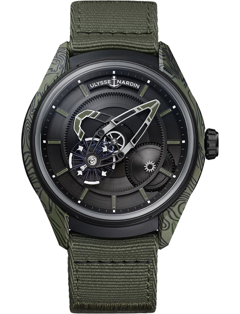 Freak X OPS 43mm in Khaki Green Carbon on Khaki Green Fabric Strap with Black Dial