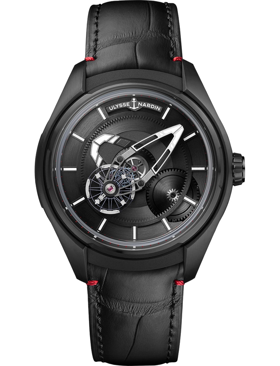 Freak X 43mm in Titanium Cotaed with Black DLC on Black Leather Strap with Black Dial