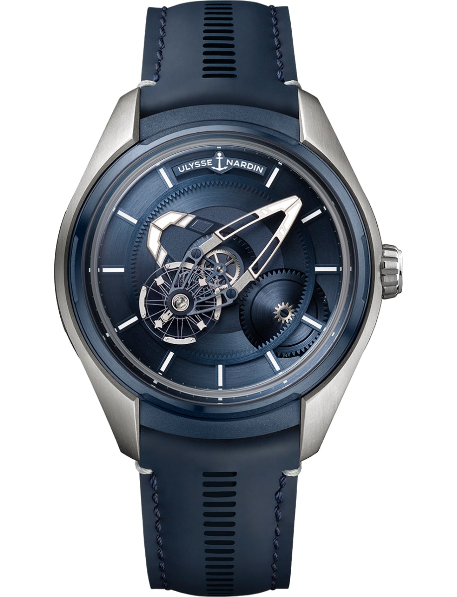 Freak X 43mm in Titanium with Blue PVD Bezel on Blue Calfskin Leather Strap with Blue Dial