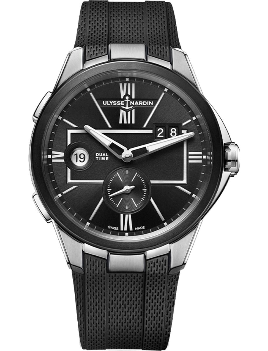 Blast Dual Time 42mm in Steel on Black Rubber Strap with Black Dial