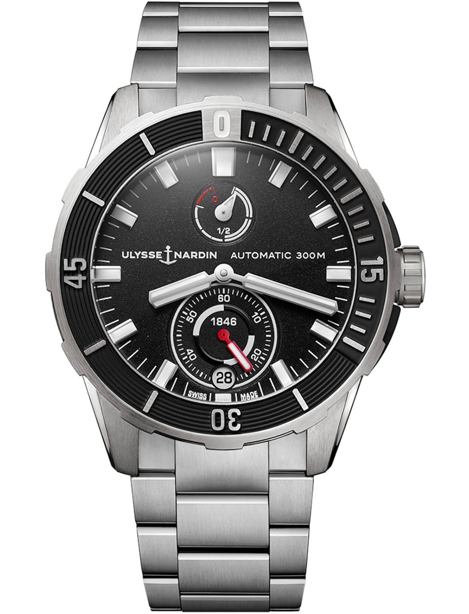 Diver Chronometer 44mm in Titanium on Titanium Bracelet with Black Dial