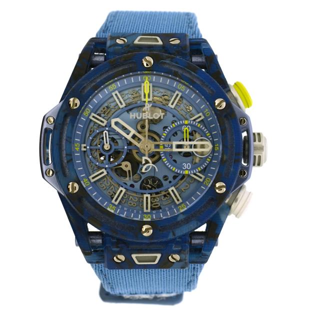 Big Bang Unico Novak Djokovic 42mm in Matte Blue Carbon Fiber on Blue Fabric Strap with Skeleton Dial