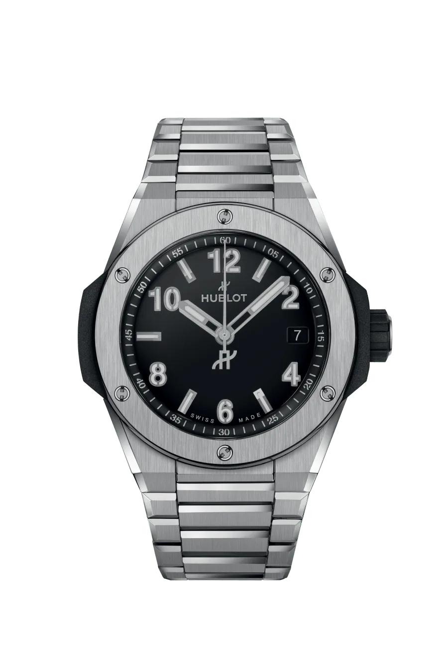 Big Bang Integrated Time Only 38mm in Titanium On Titanium Bracelet with Black Dial