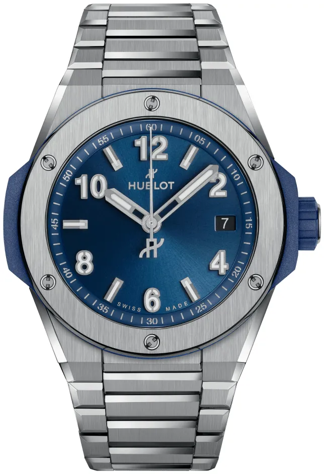 Big Bang Integrated Time Only 38mm in Titanium On Titanium Bracelet with Blue Dial