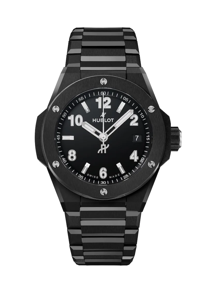 Big Bang Integrated Time Only 38mm in Black Ceramic On Black Ceramic Bracelet with Black Dial
