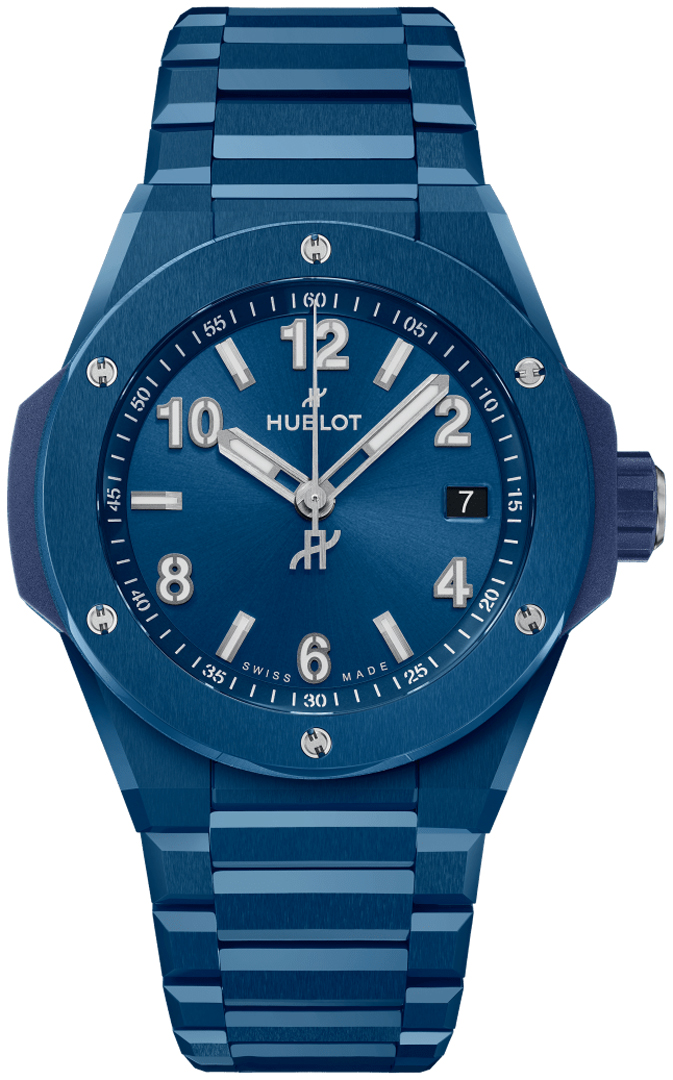 Big Bang Integrated Time Only 38mm in Blue Ceramic On Blue Ceramic Bracelet with Blue Dial
