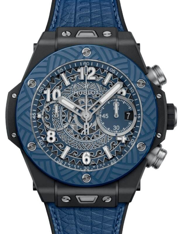 Big Bang Unico ‘O Ka Mua 42mm in Black Ceramic with Blue Ceramic Bezel On Blue Calf Leather Strap with Blue Dial