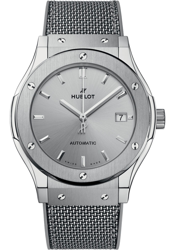 Classic Fusion Essential Grey 45mm in Titanium On Grey Rubber with Grey Fabric Strap with Grey Dial